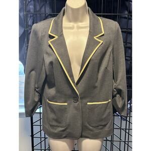 NWT Laundry by Shelli Segal Yellow Gold Trimmed Gray women’s Blazer Jacket Sz 10